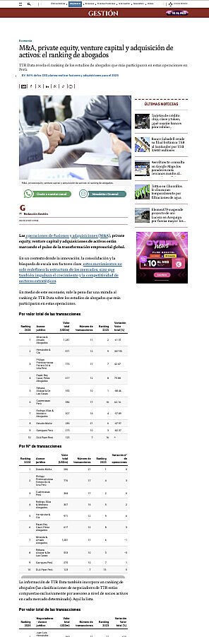 M&A, private equity, venture capital y adquisicin de activos: el ranking de abogados